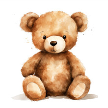 Watercolor Teddy Bear Illustration, Generative Ai