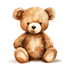 Wall Mural - Watercolor Teddy bear Illustration, Generative Ai