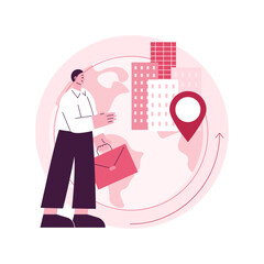 Poster - Occupational migration abstract concept vector illustration. Application form, work and travel, crowd of refugees, child migrant workers, foreign citizens, people arriving abstract metaphor.