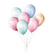 pastel colored balloons on strings, clip art