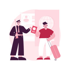Poster - Migration control abstract concept vector illustration. Border control, illegal immigration, check documents, application form, fingerprints, inscription covid-19, passport abstract metaphor.