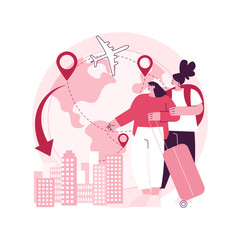 Poster - Immigration abstract concept vector illustration. International movement of people, residence permit, working visa, boarding control, sign documents, passport, green card abstract metaphor.