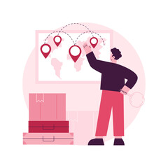 Poster - Migratory movement abstract concept vector illustration. Human migration, movement of people, refugee group, travelling with bags and kids, work and study search, asylum seekers abstract metaphor.