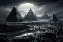 Illustration Of Enigmatic Pyramids From A Bygone Era. Generative AI