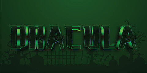 Fototapete - Editable text style effect - Dracula text style theme, Dracula 3d text effect with scary and mythology theme. red typography template for game or film tittle.