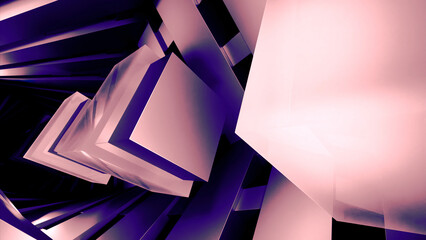 Poster - 3D animation of moving squares with frames. Design. Cubic animation with passages through frames of cube. Animation for perfectionists with cubes