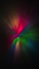 Wall Mural - Abstract multicolor rainbow glow sphere, science background. Digital technology planet structure in space. Vertical video 4k