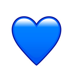 Poster - Blue heart emoji isolated vector icon. Emoticons symbol modern, simple, vector.