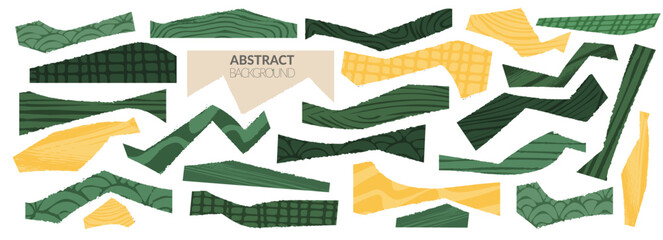 Wall Mural - eco green abstract shape for trendy organic collage. textured vector landscape element on transparen