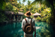 Luxury traveler exploring a hidden tropical paradise highlighting the millionaire's adventurous side.