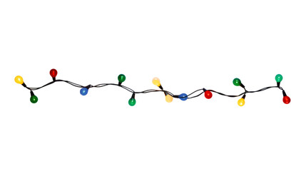Wall Mural - string of christmas lights isolated on transparent background. generative ai