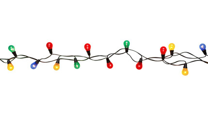 Wall Mural - string of christmas lights isolated on transparent background. generative ai
