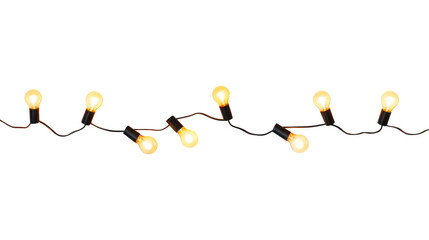 Wall Mural - string of christmas lights isolated on transparent background. generative ai