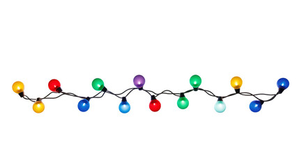 Wall Mural - string of christmas lights isolated on transparent background. generative ai