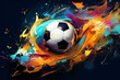 Vibrant abstract soccer design with dynamic elements. Generative AI