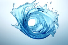 Rounded Splash Of Blue Water Isolated On White Background.generative Ai
