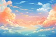 Lively sky with slanted bright clouds in an animated manner. Generative AI