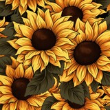 Fototapeta Konie - Radiant Sunflower turns their faces to the sun