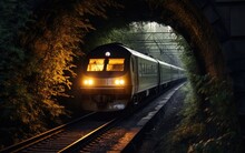 Train Goes Through A Tunnel. Generative AI