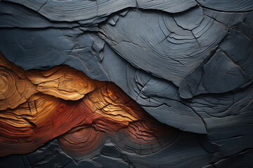 Aufkleber - Wooden burned texture with layered abstract forms