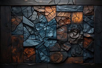 Aufkleber - Wooden frame  texture with layered abstract forms