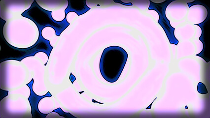 Poster - Abstract tunnel of molecular particles. Design. Glowing molecules moving in flow of tunnel with rings. Molecules create tunnel in biological flow
