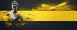 Fototapeta Sport - Yellow and black background with a soccer ball