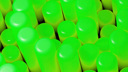 Poster - Moving up and down cylinders. Design. Animation with moving 3D round-shaped cylinders. Stylish motion animation with 3d columns