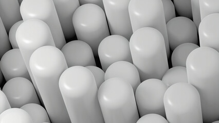 Poster - Moving up and down cylinders. Design. Animation with moving 3D round-shaped cylinders. Stylish motion animation with 3d columns
