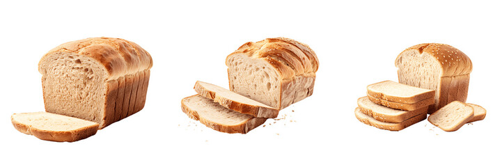 Wall Mural - a set of  Bread with slice isolated on a transparent background