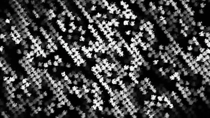 Poster - Black and white flashing dots. Motion. Monochrome dots blink in disco style on black background. Blurred dots blink on electronic background