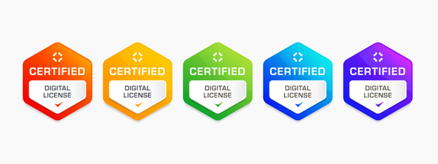 Poster - digital license badge certified vector illustration. colorful company or corporate training certific