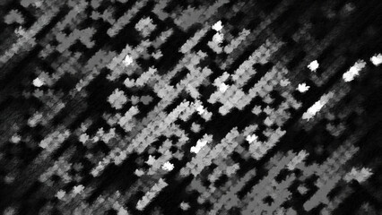 Poster - Black and white flashing dots. Motion. Monochrome dots blink in disco style on black background. Blurred dots blink on electronic background