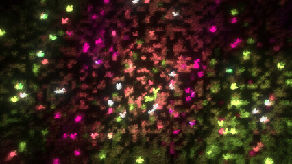 Poster - Colorful flashing dots for festive background. Motion. Computer glowing dots blink in disco style. Flashing shiny dots on black background