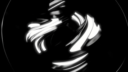 Poster - Futuristic 3d structure with rotating ball. Design. Neon lines glow in rotating abstract ball. Metal abstract ball rotates with neon lines