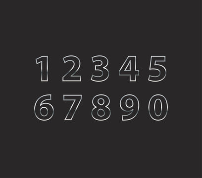 silver numbers zero to nine outline. numbers to use in events, ceremonies, counts, business, displays. silver metal texture.