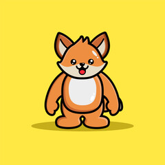 Cute cartoon fox character. Vector illustration in flat design style