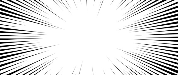 Poster - Diagonal speed lines background. Comic book explosion wallpaper. Abstract black and white flash frame design. Manga or anime cartoon sun burst. Pop art light beams or rays effect. Vector backdrop