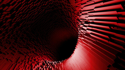 Poster - Pink and red tunnel without light. Design. A fast-moving tunnel of bright color made in abstraction.