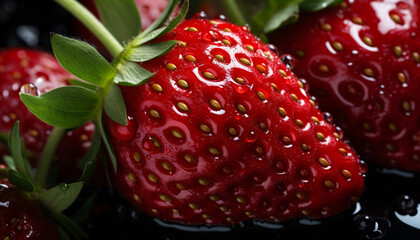 Sticker - Fresh strawberry, ripe and juicy, a healthy summer snack generated by AI