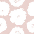 Flower seamless pattern. Floral wrapping texture. Plant wallpaper design in pink and white colors.