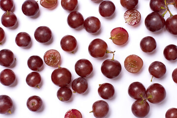 Wall Mural - red grapes on white