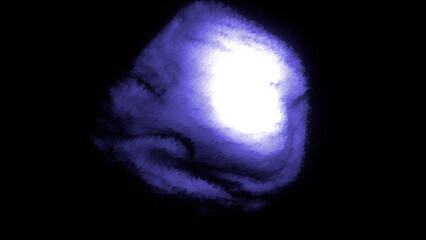 Poster - Black background. Motion. Turquoise and purple volumetric ball in animation that twitches in different directions.