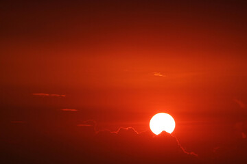 Wall Mural - sunset back on silhouette red orange evening cloud and sky