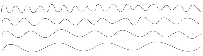 Poster - Abstract set of horizontal wave and curve lines element. Abstract geometric hand drawn pencil wavy underline curve lines background.