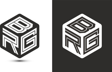 Wall Mural - BRG letter logo design with illustrator cube logo, vector logo modern alphabet font overlap style.