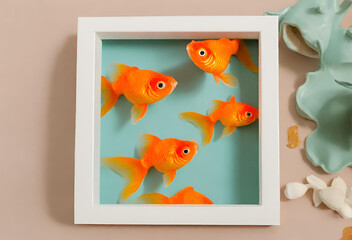 gold fish picture frame