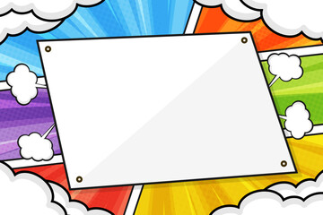 Poster - Colorful comic book background with blank frame