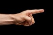 © mariof - Male hand pointing at something isolated on black background, ai generated