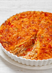 Wall Mural - Chicken Tortilla Casserole in ceramic baking dish